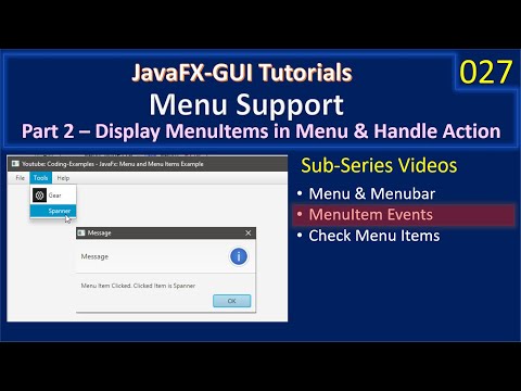 Menu | Part 2 - Display MenuItems in Menu | JavaFx GUI Tutorial #027