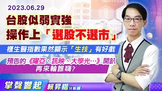 【掌聲響起】#賴昇楷 0629 台股似弱實強，"櫃生醫指數"顯示「生技」會繼續開趴，預告的《曜亞、科研、大學光…》強強滾，再來輪誰嗨? (圖)