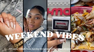 VLOG | Doing my nails at home, shop with me @ TJ Maxx, dinner date, mini Amazon haul & more...