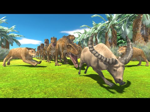 Escape from carcharodontosaurus on unknown island - Animal Revolt Battle Simulator