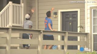 See girls dive out of window to escape massive fire