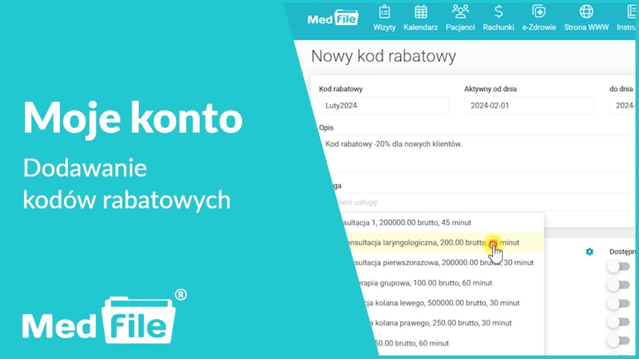 Dodawanie kodów rabatowych