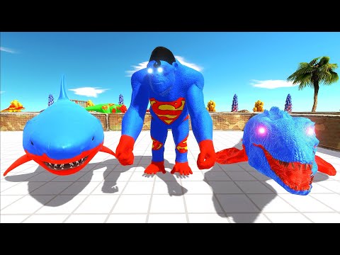FPS AVATAR DEATH RUN vs SUPERMAN GORO & MOSASAURUS & MEGALODON - Animal Revolt Battle Simulator