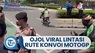 Momen Lucu Ojol Melintas saat Acara Konvoi Pembalap MotoGP di Jakarta, Penonton Tampak Tepuk Tangan