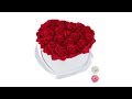 Weiße Rosenbox Herz mit 18 Rosen Rot - Weiß - Papier - Kunststoff - Textil - 21 x 13 x 19 cm