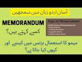Memorandum And Its Types In Business Communication Explained In Urdu What Is Memo Writing Memo Use