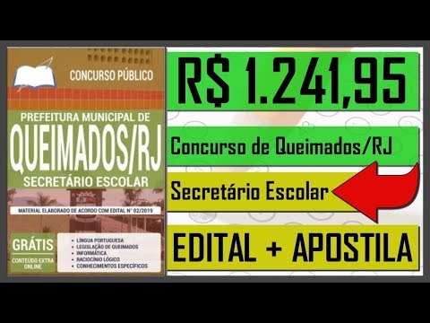 Edital Concurso Prefeitura de Queimados – RJ 2019 - Apostila Para Secretário Escolar