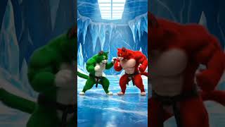 Green Cat Fighting with Red Cat