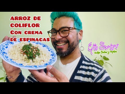 Cómo preparar arroz de coliflor con crema de espinacas para navidad #recetasveganas #cocinavegana