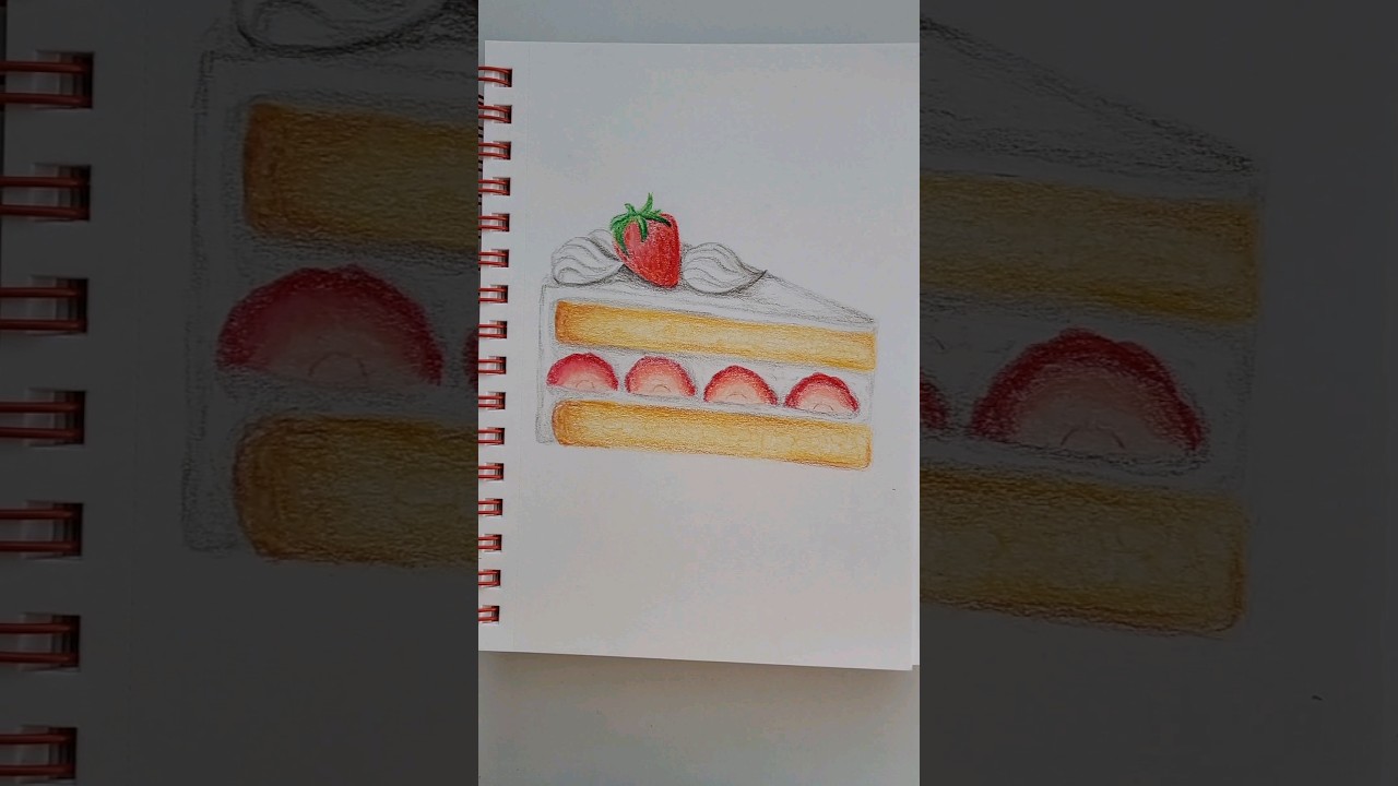 yummy strawberry cake✨️🍰#art #cute #draw #drawing #sketch #color #coloredpencils #cake #strawberry