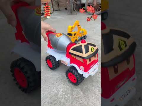 Toy trucks assembly P46, Poli mixer truck, surprise fire truck #shorts