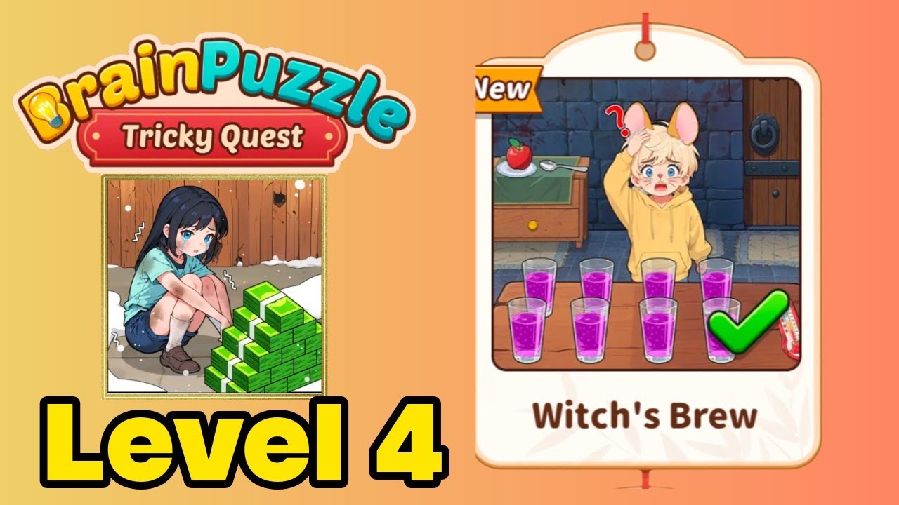 Brain puzzle tricky quest level 4 walkthrough ( witch's brew ) 