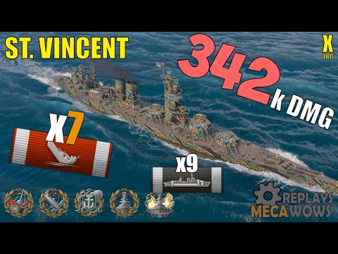 St. Vincent 7 Kills & 342k Damage | World of Warships Gameplay