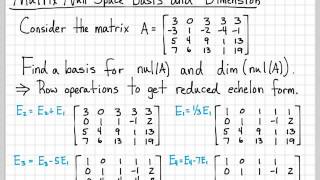 Linear Algebra Example Problems - Matrix Null Space Basis and Dimension