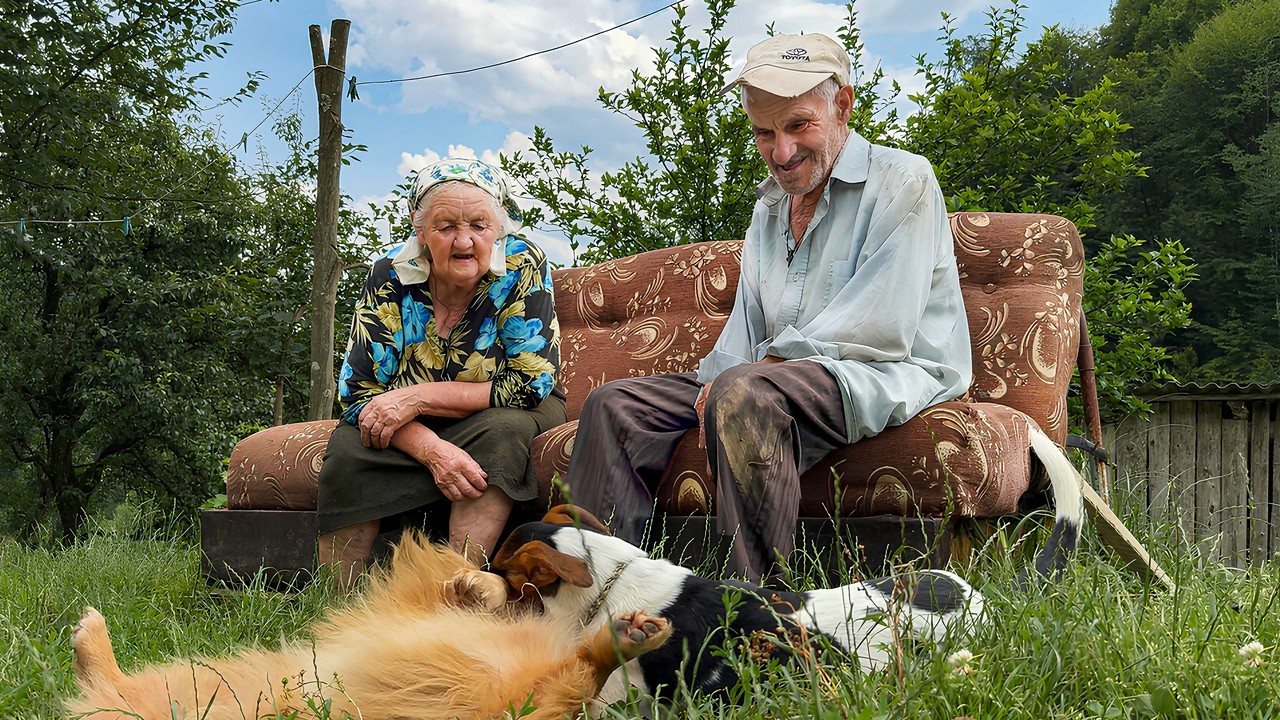 Secret of the happy old age of an elderly couple in a mountain village far from civilization