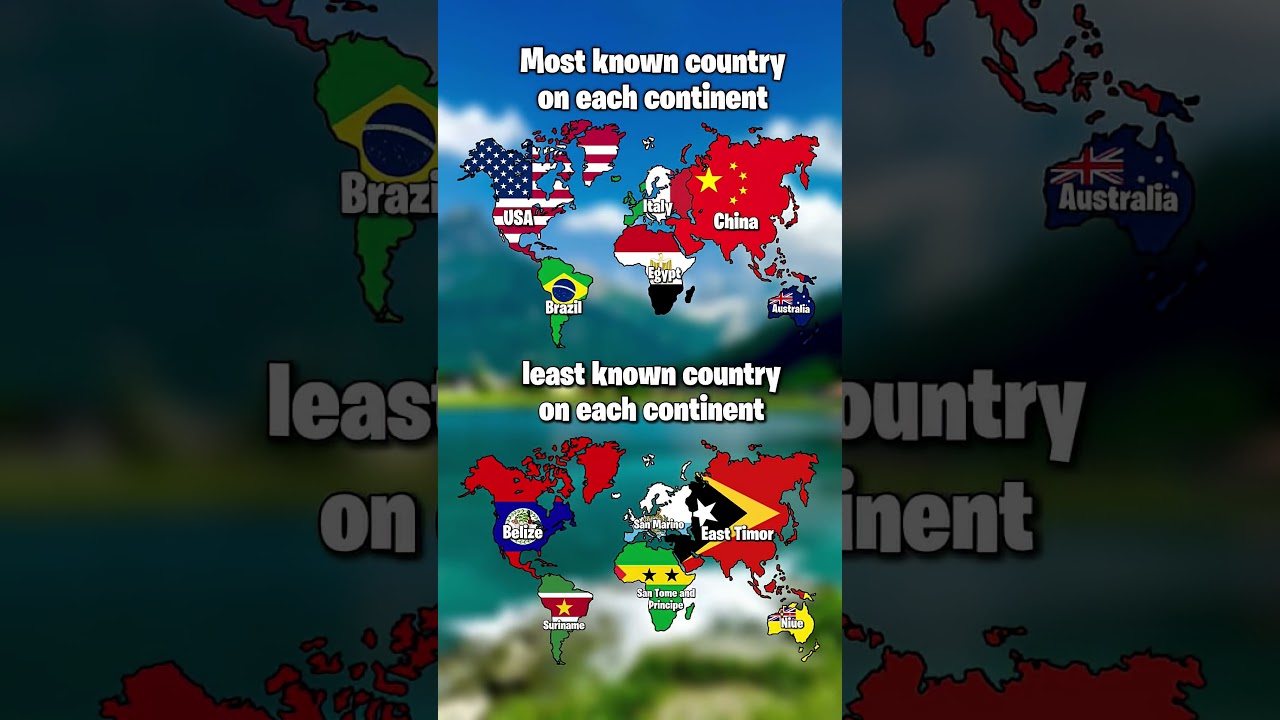 Most Known and Least Known Country on Each Continent #geography #map #mapraid #mapping #mapper #flag
