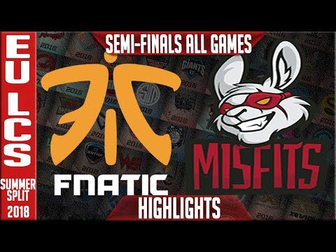 FNC vs MSF Highlights ALL GAMES | EU LCS Playoffs Semi-final Summer 2018 |  Fnatic vs Misfits