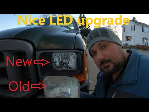 Ford Super Duty XL headlight upgrade with H4 LED bulbs