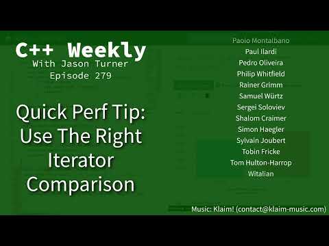C++ Weekly - Ep 279 - Quick Perf Tip: Use The Right Iterator Comparison