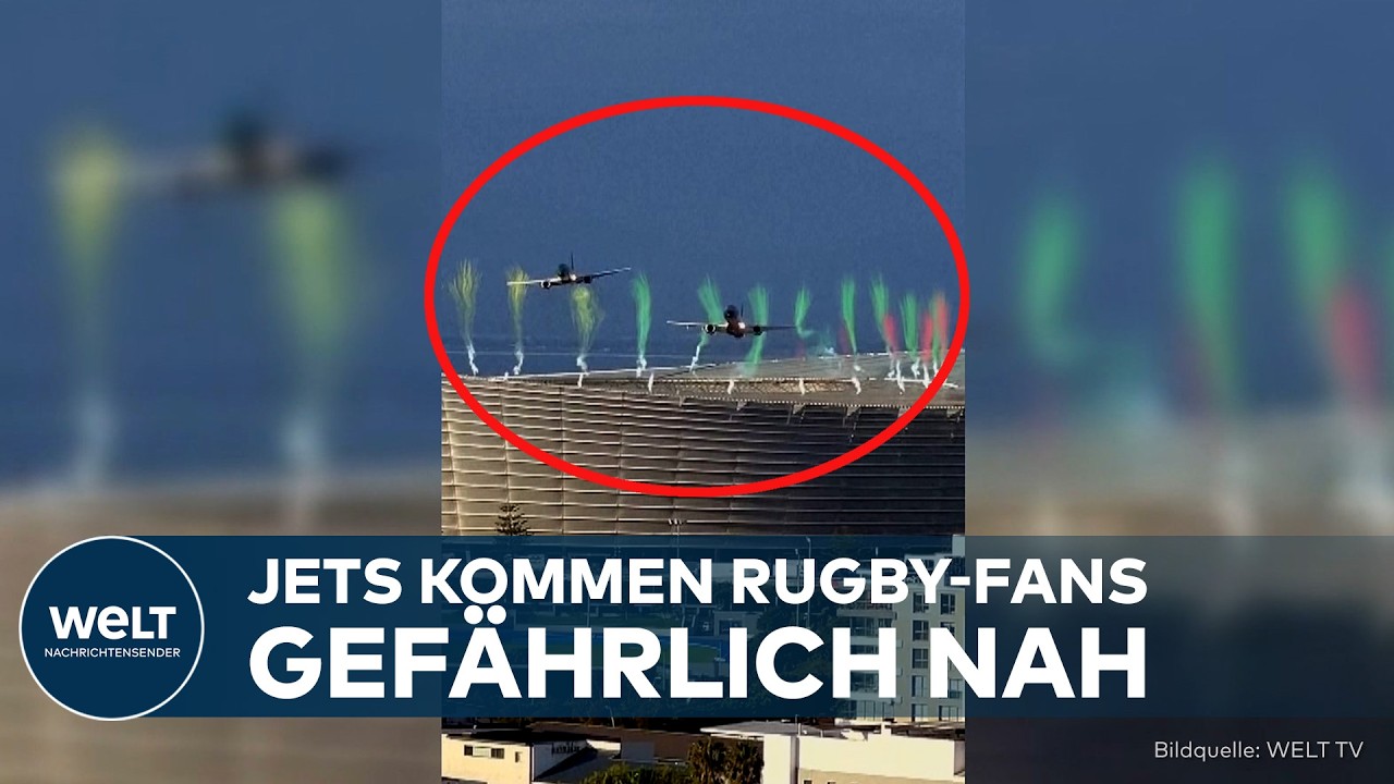 SÜDAFRIKA: Beinahe-Katastrophe? Passagierjets rasen im Tiefflug über Rugby-Fans in Kapstadt