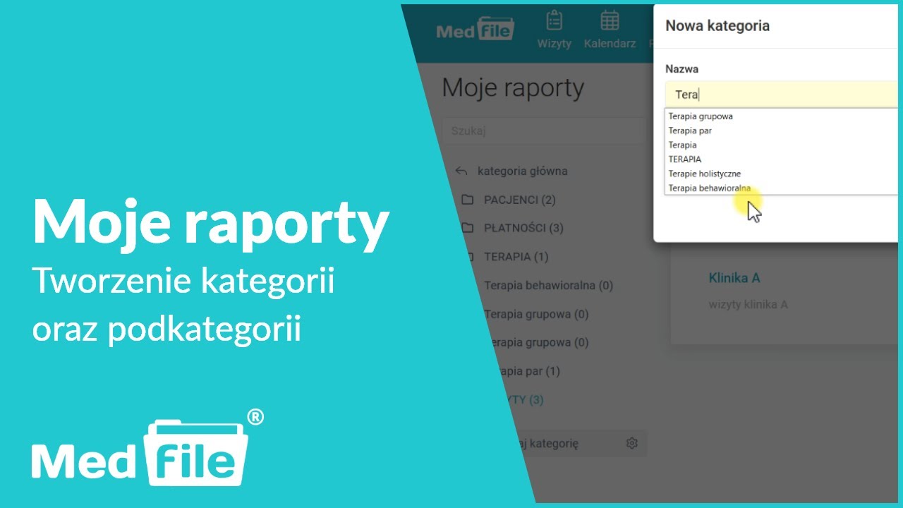 Moje raporty — tworzenie kategorii oraz podkategorii