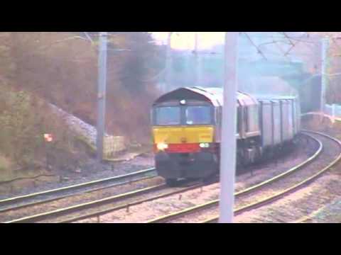 66430 & 66429 on 4S43 Daventry - Mossend tesco at Hest bank. 2nd March 2013