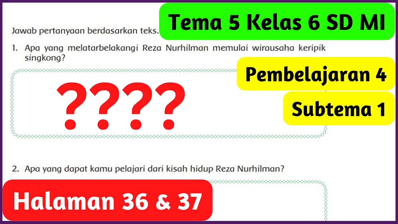Tema 5 Kelas 6 Halaman 36 37 Apa yang Melatarbelakangi Reza Nurhilman Memulai Wirausaha Keripik