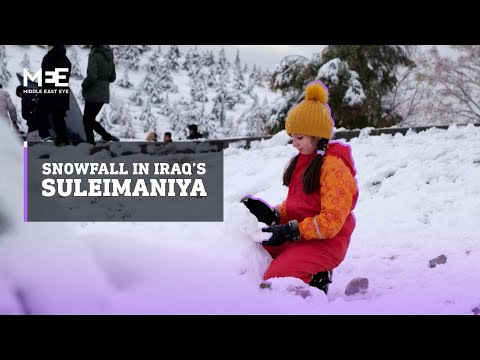 Iraqis flock to Sulaimaniya for rare snowfall