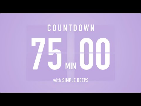 75 Minute Countdown Timer ⏳ Flip Clock with Bell Alerts 💜🔔