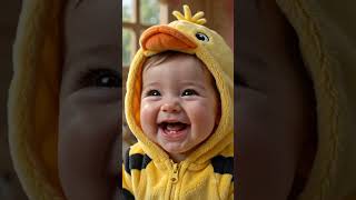 Bebê dando gargalhada dentro da casinha na fazendinha, vestido de animal #bebes #bebêsfofos
