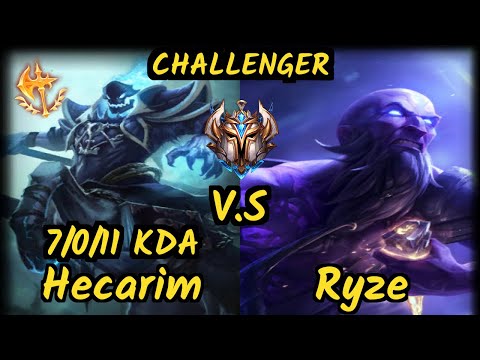 Beansu (HECARIM) vs RYZE - 7/0/11 KDA TOP CHALLENGER GAMEPLAY - EUW