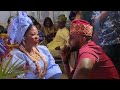 ODUNLADE ADEKOLA BENDS TO GREET BIMBO THOMAS AT THE PREMIERE OF ADA OMO DADDY BY MERCY AIGBE