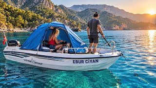 4 METRELİK TEKNEDE ÇADIR KURUP YAŞAMAK! 1 Aylık Deniz Maceramız Başlıyor 🌊@cagda