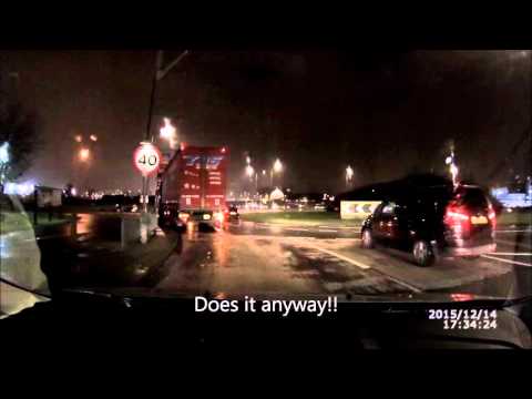 Lorry goes around the roundabout in the left lane Roadhawk HD