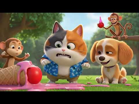 Monkey STEALS Cat's Ice Cream! 😱 | A Funny 3D Animated Short Film