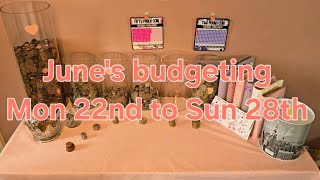 June's budgeting, Mon 22nd to Sun 28th, join me on my budgeting and savings journey #budgeting 