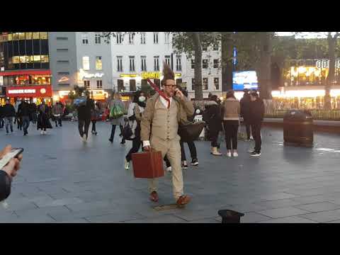 human statue- wind man London