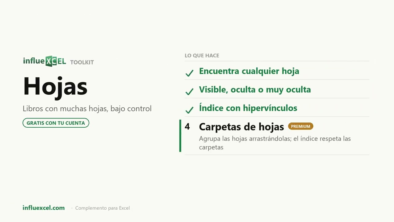 Vídeo: Hojas muy ocultas, índice con enlaces y carpetas: orientarse en un libro de Excel con cuarenta pestañas