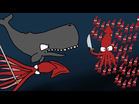 Humboldt squid vs sperm whale and giant squid