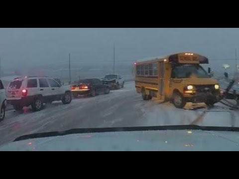 Multi-vehicle crash caught on snowy highway, reminder to drive for conditions