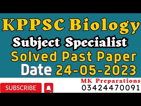 KPPSC Subject Specialist Female Biology Solved Paper 24-05-2023 | Lecturer Biology Past Papers