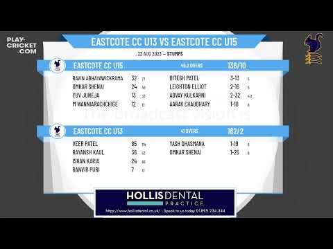 ECB Friendly - Eastcote CC U13 v Eastcote CC U15 - Day 1