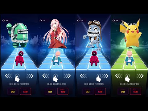 Memes Battle in Dancing Sky Game - Among US Vs 2Phuthon Vs Crazy Frog Vs Pikachu