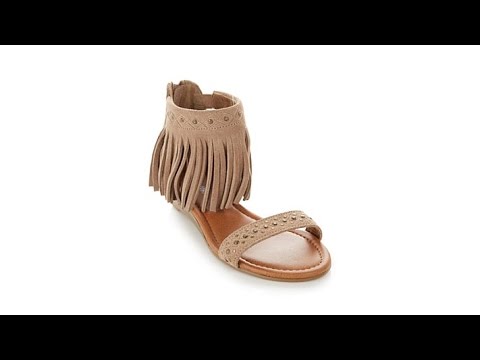 Minnetonka Savona Suede FringeAnkle Studded Sandal