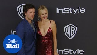 Malin Akerman dazzles with Jack Donnelly at Golden Globes party video