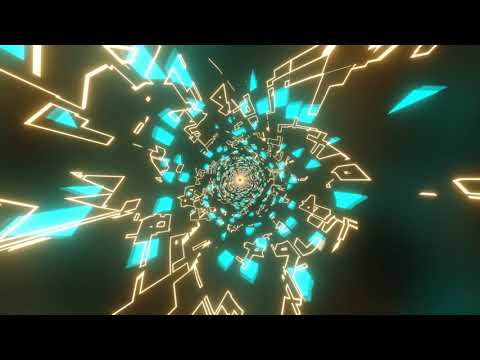 VJ LOOP NEON Golden Blue Metallic Tunnel Abstract Background Video Simple Lines Pattern 4k