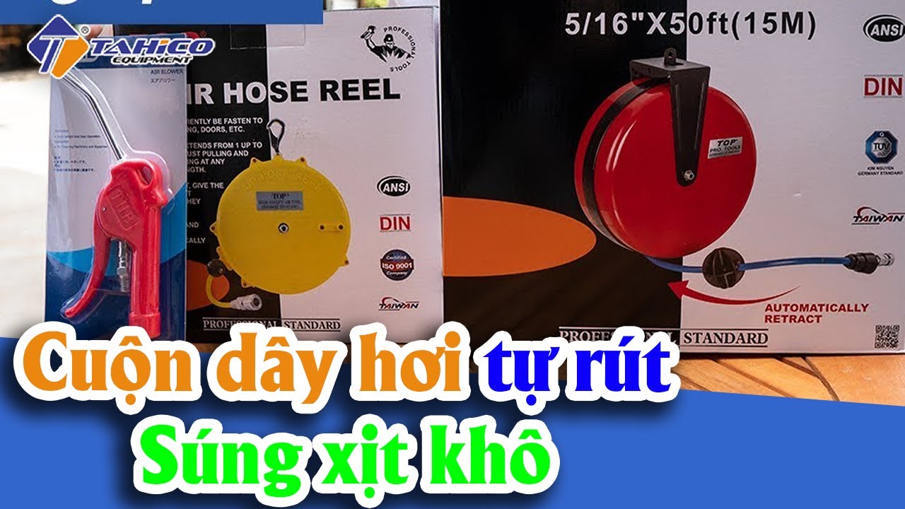 Cuộn dây hơi tự rút cho tiệm rửa xe máy 19