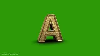 Golden ornamental Letter A Green screen video