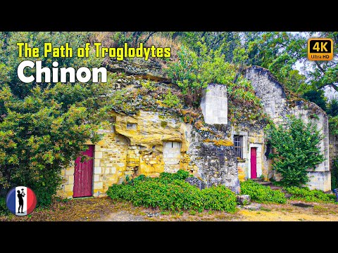 🇫🇷 CHINON, Trogloditas e Capela Sainte-Radegonde, Vale do Loire, França, passeio a pé [4K/60fps]