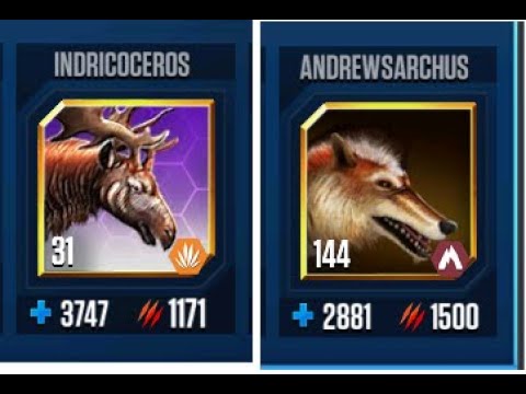 INDRICOCEROS VS ANDREWSARCHUS II Jurassic World The Game II Dinosaurs Game